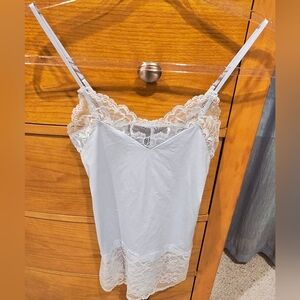 NWT White House Black Market, Light Blue Lace Trim Camisole, XXS